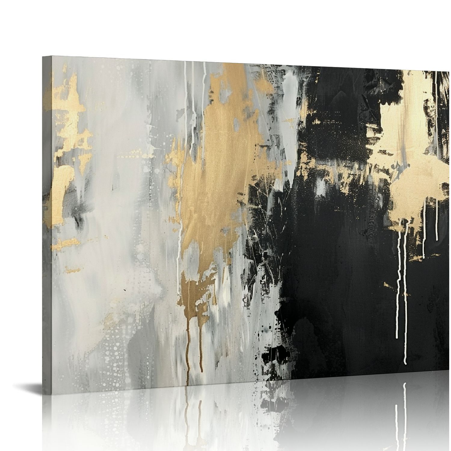 EastSmooth Black Gold Gray Wall Art Black Gold White Pictures Black and