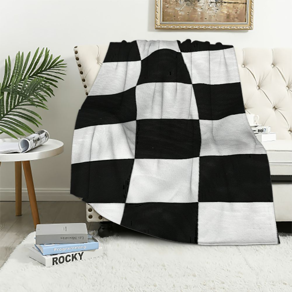 EastSmooth Black and White Checkered Throw Blanket Fluffy Fuzzy Throws