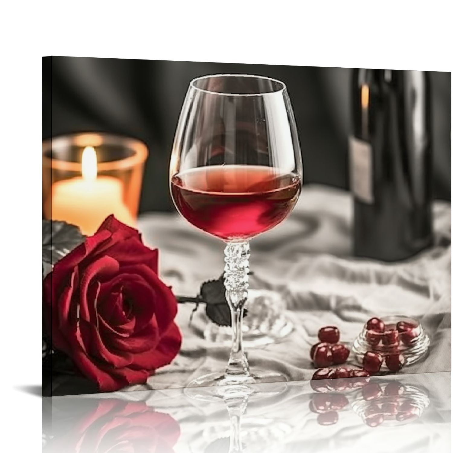EastSmooth Black and White Still Life Wine Glass Wall Art Canvas ...