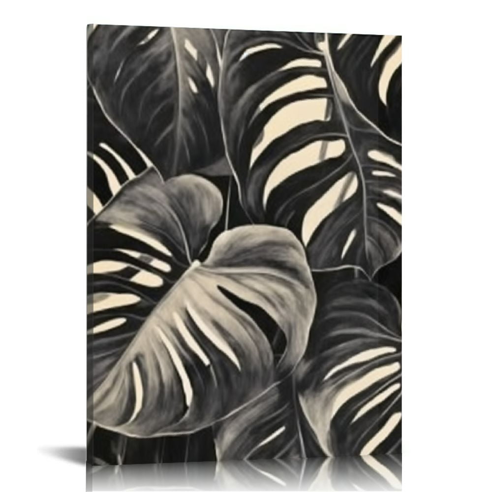 EastSmooth Black and White Tropical Palm Leaves Picture Decorative Wall