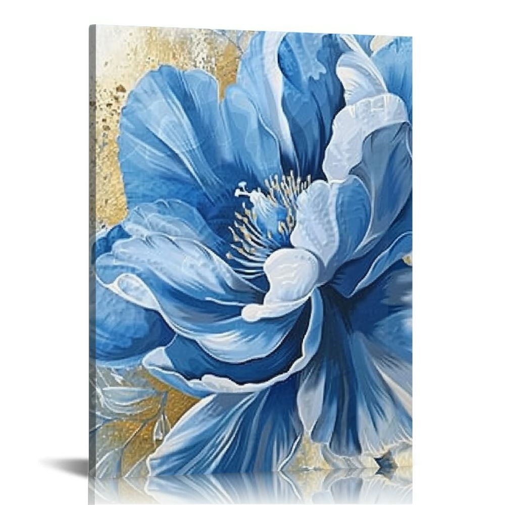EastSmooth Blue Flower Wall Art, Fresh Floral Canvas Print Nature ...