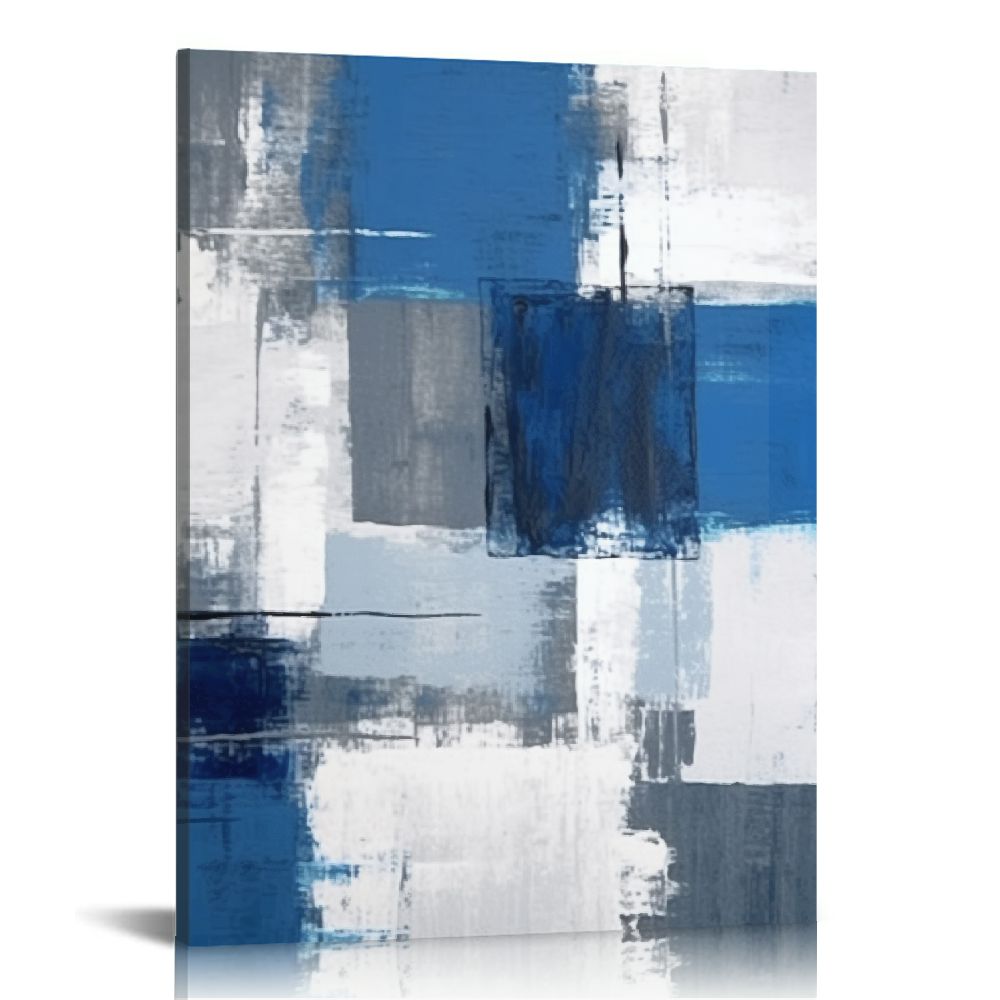 EastSmooth Blue and Gray Abstract Wall Art for Living Room Wall Decor Modern Paintings Canvas