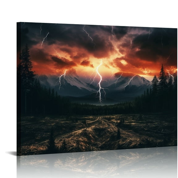 EastSmooth Blue Lightning Canvas Wall Art Boys Room Decor Wall Art Canvas Prints Pictures Modern Artwork for Bedroom Home Decorations Painting Contemporary Art Framed Ready to Hang