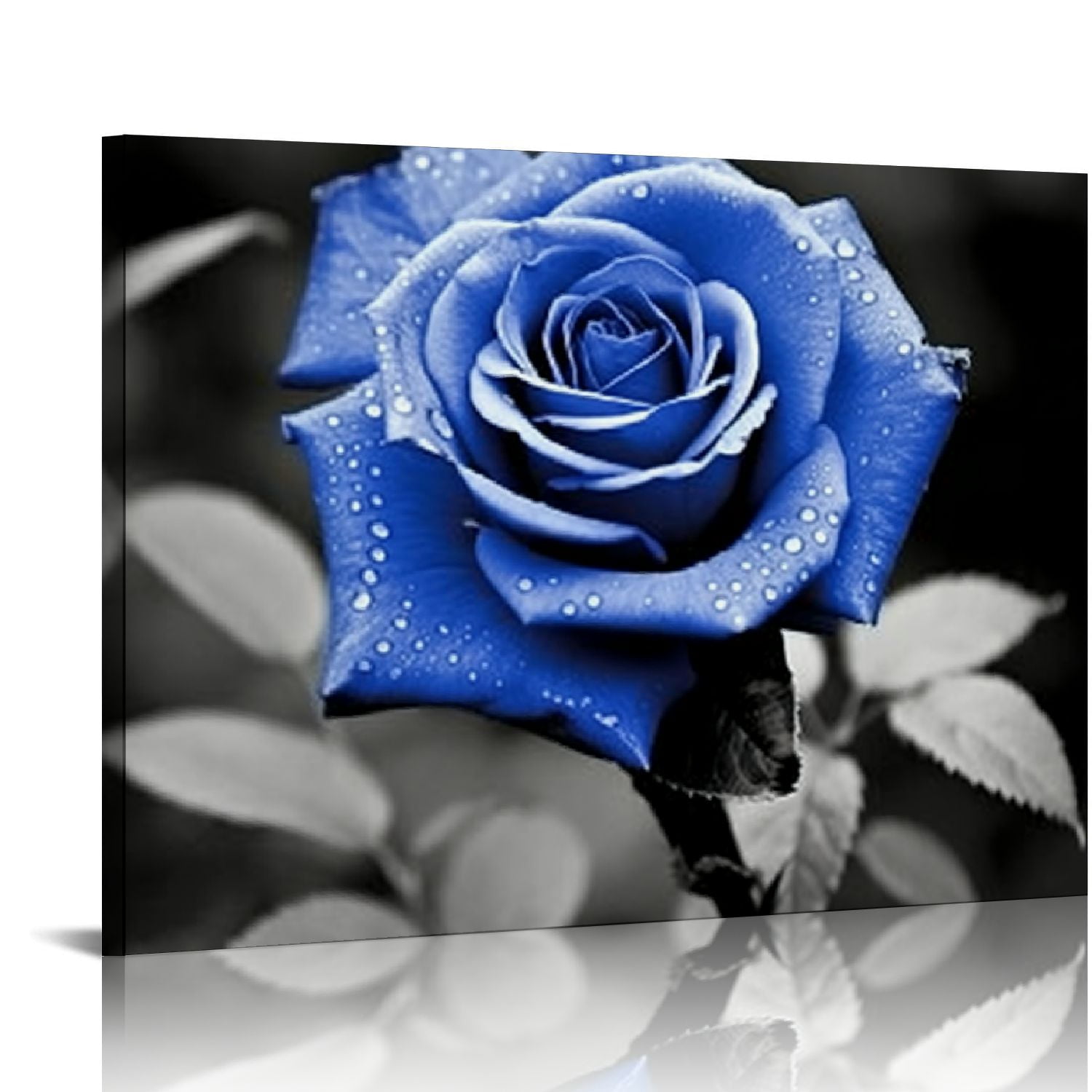 EastSmooth Blue Rose Canvas Wall Art Black and White Flowers Painting ...