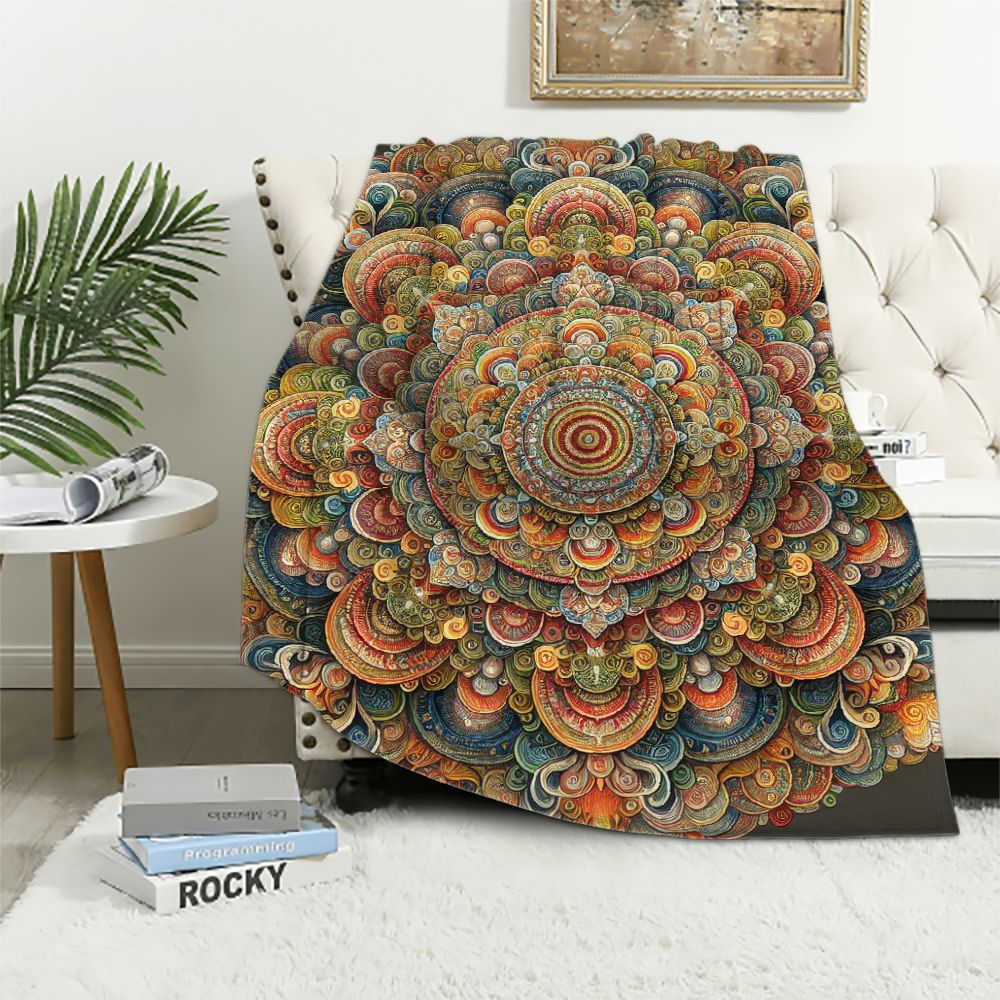 EMPIRE Sherpa Fleece Blanket — Baroque Mandala Gold main image 1