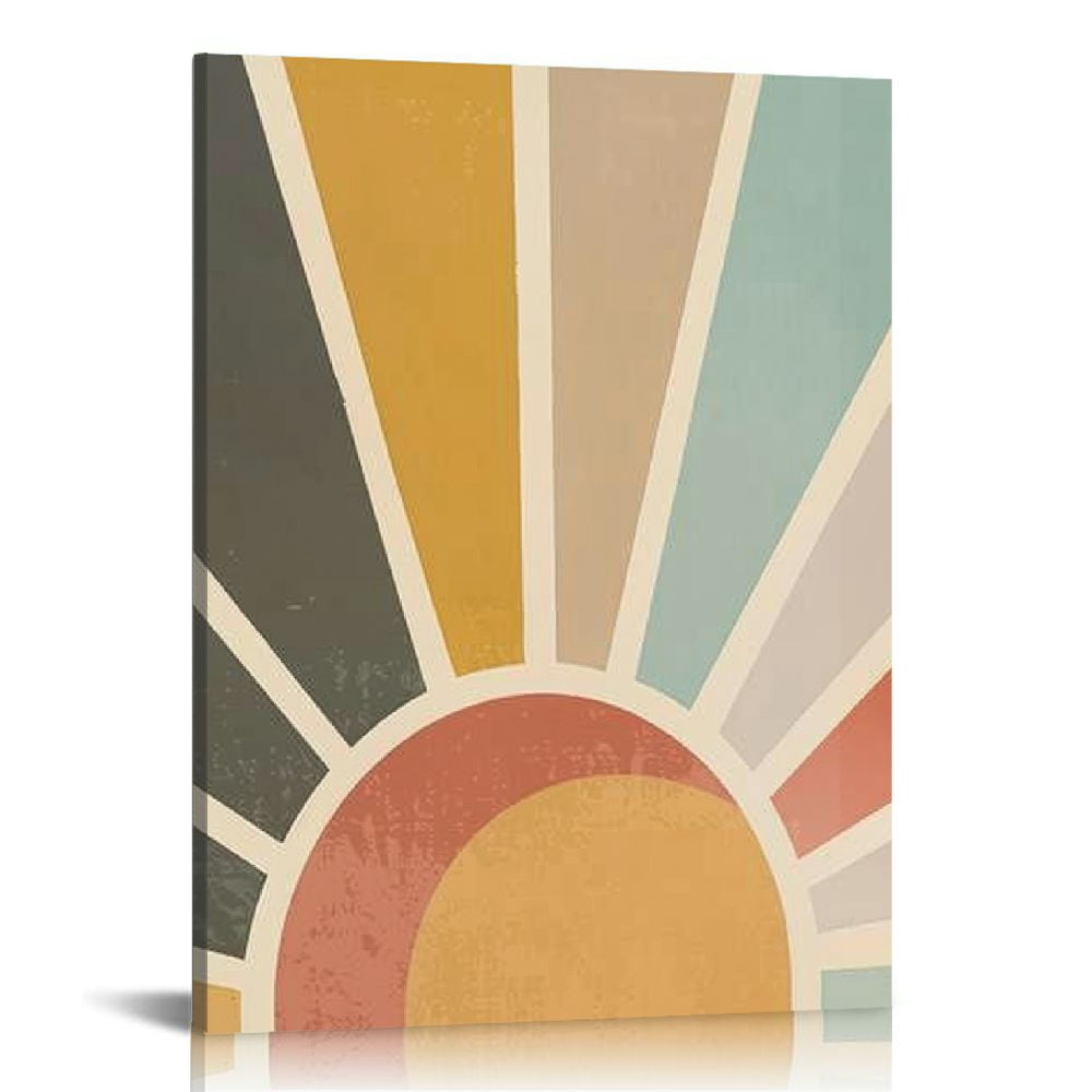 EastSmooth Boho Nursery Wall Art Baby Girl Canvas Wall Decor Sun Aesthetic Pictures Wall Art