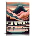thumbnail image 1 of EastSmooth  Boho Sunset Forest Framed Canvas Wall Art Set, Abstract Bohemian Sun Mountain Wall Decor, Forest Lake Illustration Wall, Modern Nature Art Print Living Room, Bedroom, Office, 1 of 5