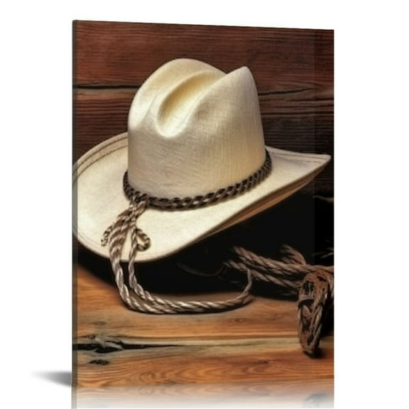 EastSmooth Canvas Print Wall Art Decor Western Cowboy Wall Art American Cowboy Hat Boots West Rodeo Vintage Picture Stretched Gallery Canvas Wrap Giclee Print Ready to Hang for Home Office Living Room