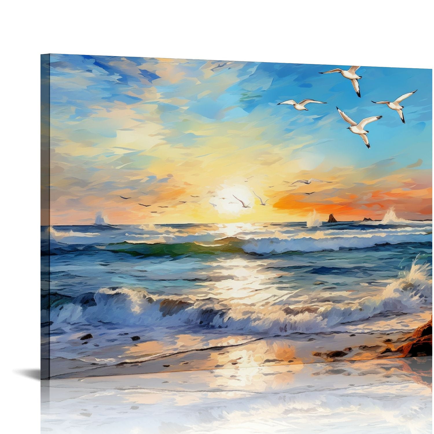 EastSmooth Canvas Prints Wall Art Beach Sunset Ocean Waves Nature ...