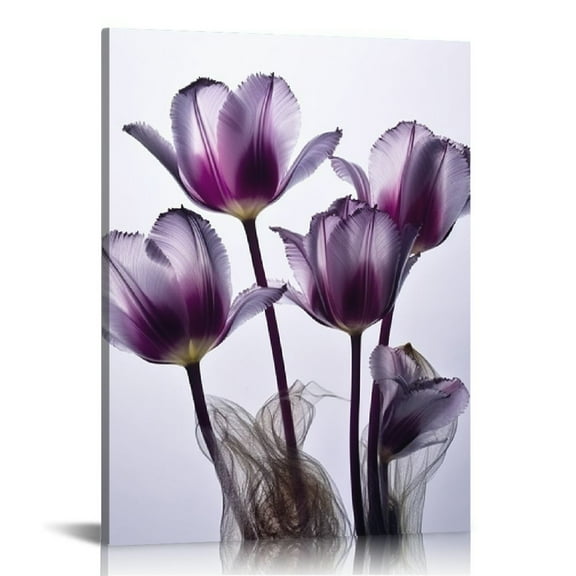 EastSmooth Canvas Wall Art Canvas Prints Wall Decor for Bathroom Purple Flower Tulip Canvas Picture for Room Aesthetic, Framed Artworks for Home Bedroom Living Room,