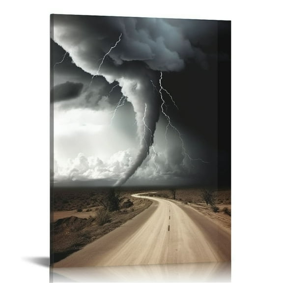 EastSmooth Canvas Wall Art - Tornado with Lightning - Modern Wall Decor Gallery Canvas Wraps Giclee Print Stretched and Framed Ready to Hang