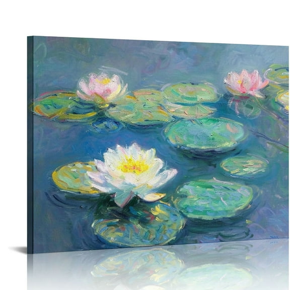 EastSmooth  Claude Monet Canvas Wall Art - Water Lily Poster - Landscape Painting Famous Reproduction - Suitable for Bedroom Living Room Office Wall Decor