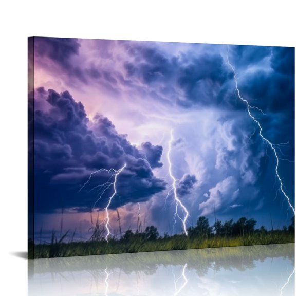 EastSmooth Clouds Lightning Poster Wall Art Canvas Painting Print Decorative Picture Modern Living Room Decor Poster
