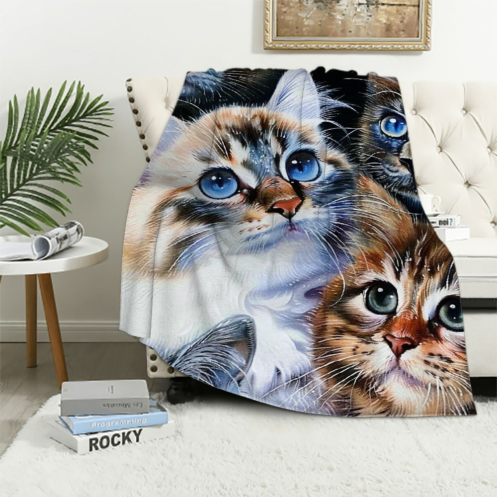 EastSmooth Collage Kitten Blanket for Bed, Queen Size Cute Throw ...