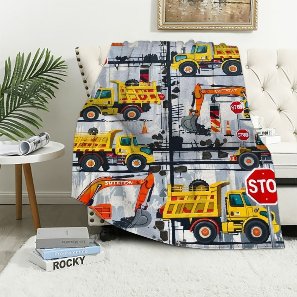 EastSmooth Construction Truck Blanket for Toddler Boys Kids Blankets and Throws for Adults