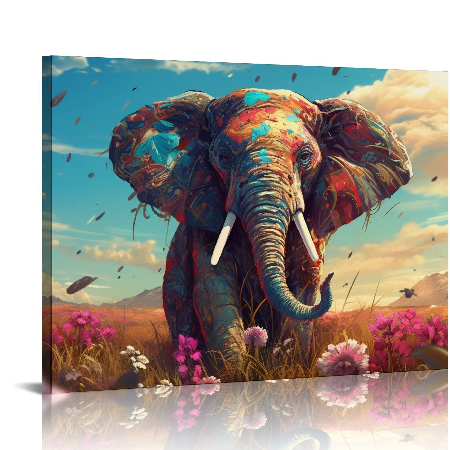 EastSmooth Elephant Wall Art Bathroom Wall Decor Farmhouse Watercolor ...