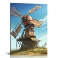 thumbnail image 1 of EastSmooth  Farmhouse Wall Art Rustic Barn Windmill Cornfield Pictures Countryside Rural Landscape Painting Canvas Artwork Stretched and Framed Ready to Hang Home Decor, 1 of 4