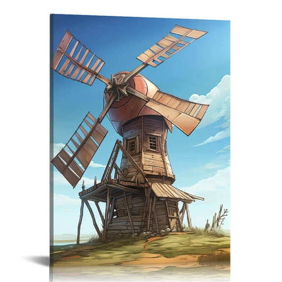 EastSmooth Farmhouse Wall Art Rustic Barn Windmill Cornfield Pictures Countryside Rural Landscape Painting Canvas Artwork Stretched and Framed Ready to Hang Home Decor