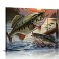 thumbnail image 1 of EastSmooth Fish Wall Art Fishing Wall Decor Bass Fish Pictures Canvas Print Painting Modern Home Framed Artwork For Living Room Bathroom Bedroom, 1 of 4