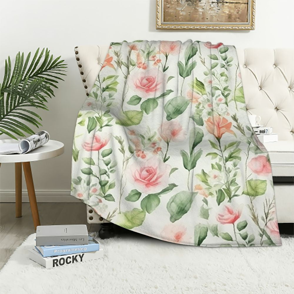 EastSmooth Floral Blanket Flower Blanket Botanical Spring Flowers ...