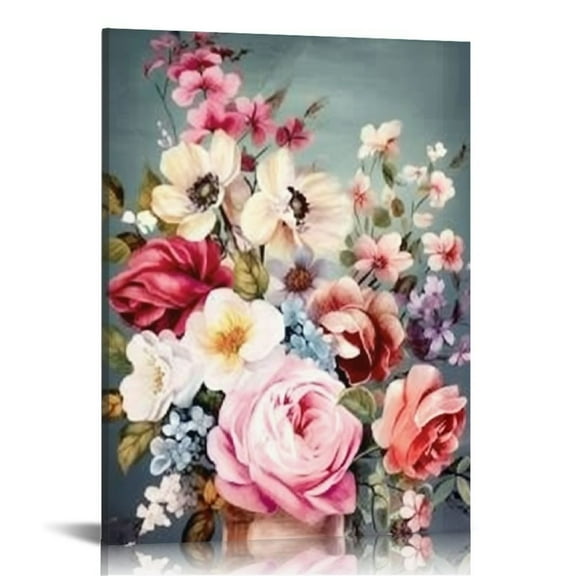 EastSmooth Flower Canvas Wall Art for Bedroom Woman Wall Decor Pink White Flowers Picture Framed Artwork Modern Plant Floral Canvas Prints for Kitchen Home Bathroom Girls Room Wall Decoration