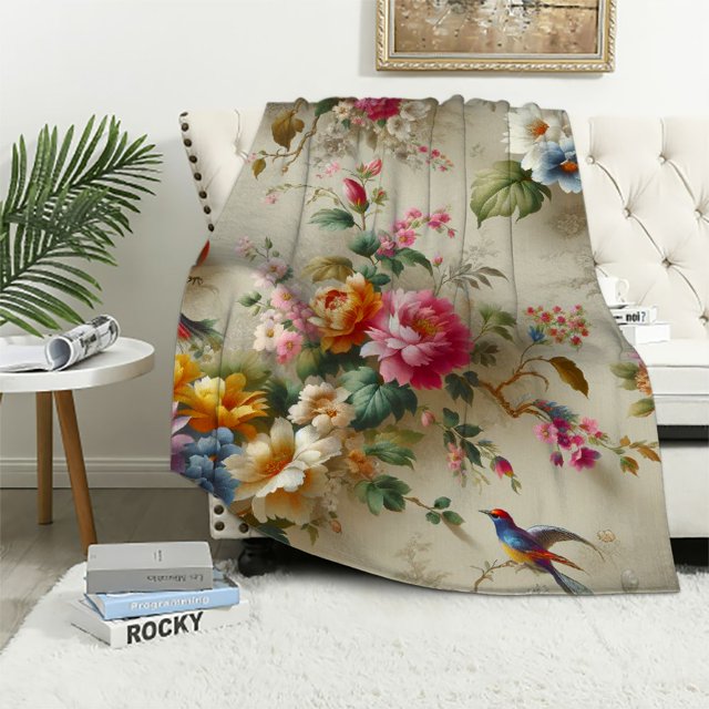 EastSmooth Flower Throw Blanket Queen Size, Non Shedding 350GSM