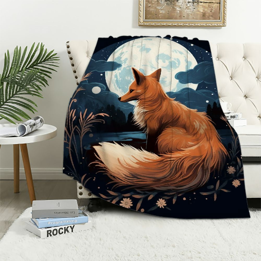 EastSmooth Fox Blanket for Girls Boys, Cute Fox Pattern Throw Blankets ...