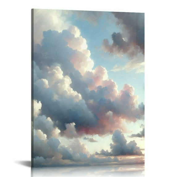 EastSmooth Framed Canvas Wall Art, Clouds with a Sunset Classical Canvas Prints, Vintage Farmhouse Wall Art Decor, Office Home Bedroom Bathroom Decor Wall Art