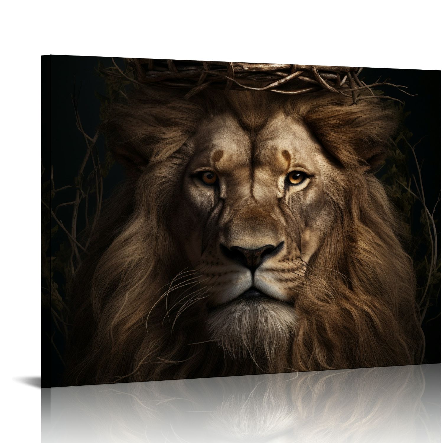 EastSmooth Framed Jesus and Lion Canvas Wall Art Decor Picture of