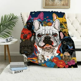 QCPP French Bulldog Blanket Frenchie Florals Throw Blankets Gift for Boy Girl Kid Dog Lover Soft Cozy Warm Plush Lightweight Flannel Novelty Quilt for Couch Travel Walmart