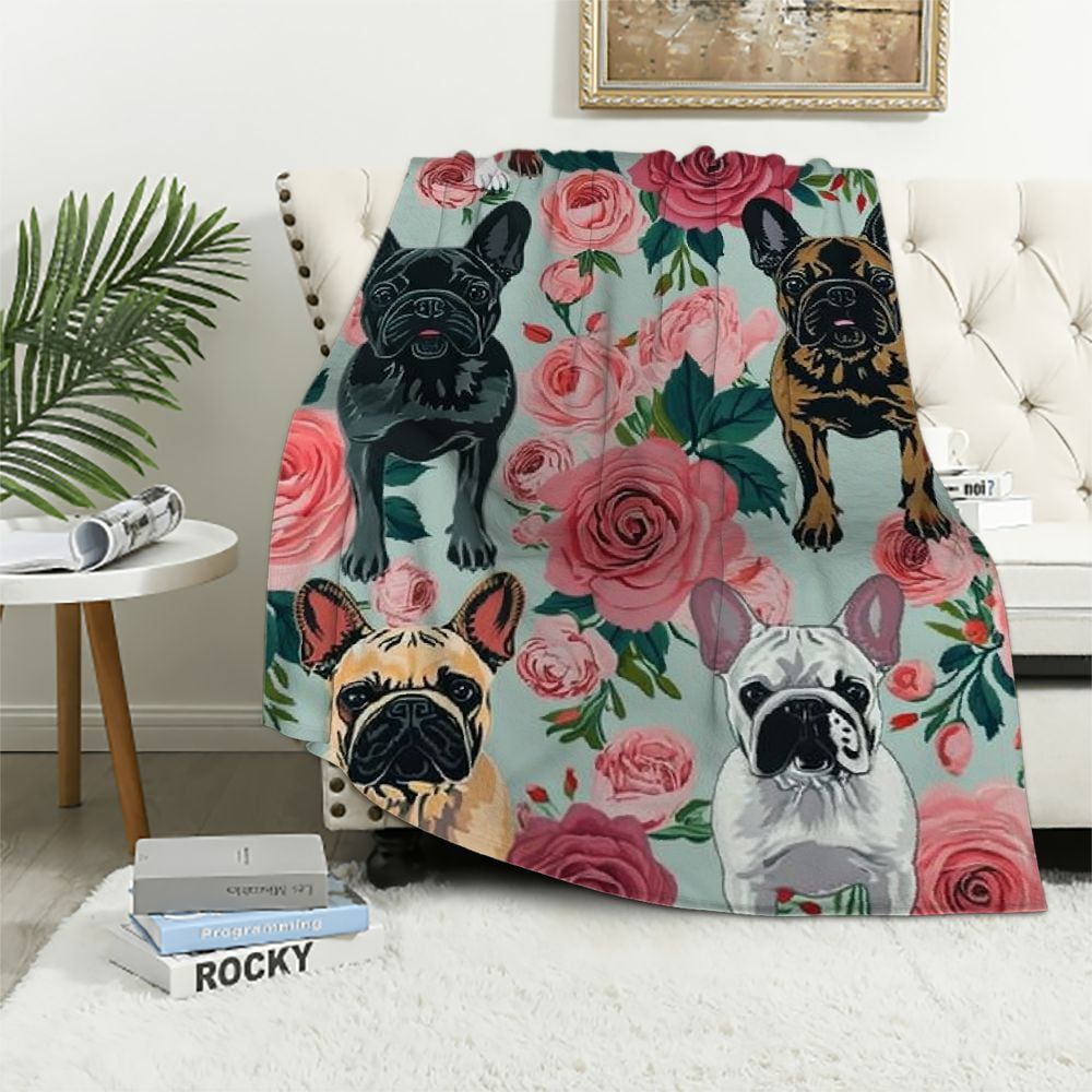 Bedding French Bulldog Throw Blanket French Bulldog Pink