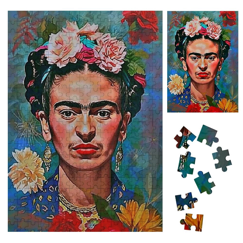 EastSmooth Frida Kahlo Flowers Feather Wooden Jigsaw Puzzle Vertical Eastsmooth frida kahlo flowers feather wooden jigsaw puzzle vertical