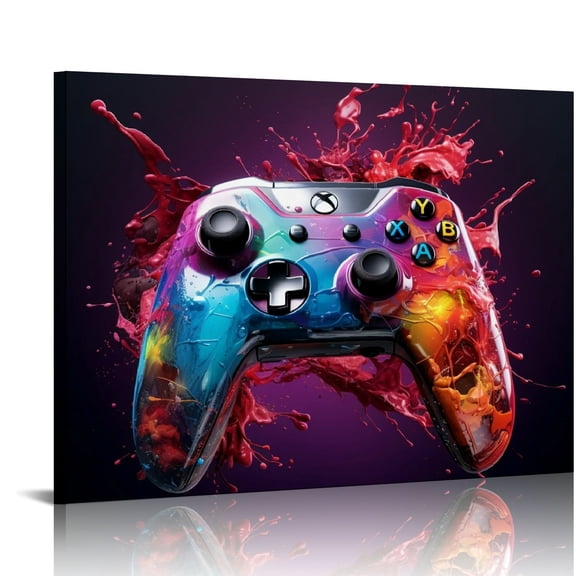 EastSmooth  Gamepad Poster Wall Pictures Black and White Gaming Theme Wall Canvas Painting Art Poster Game Canvas Wall Art Boys Playroom Decor Boys Room Wall Art