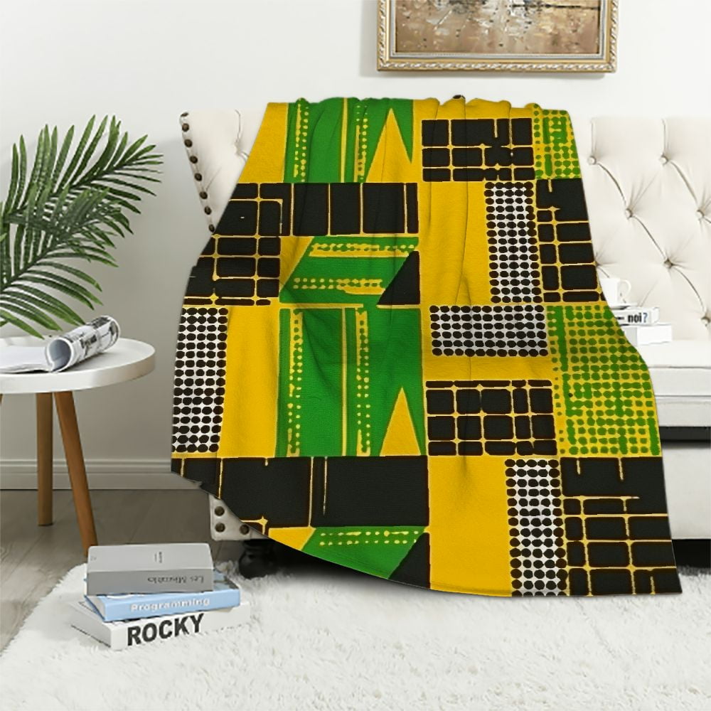 EastSmooth Geometric Throw Blanket African Kente Print Traditional