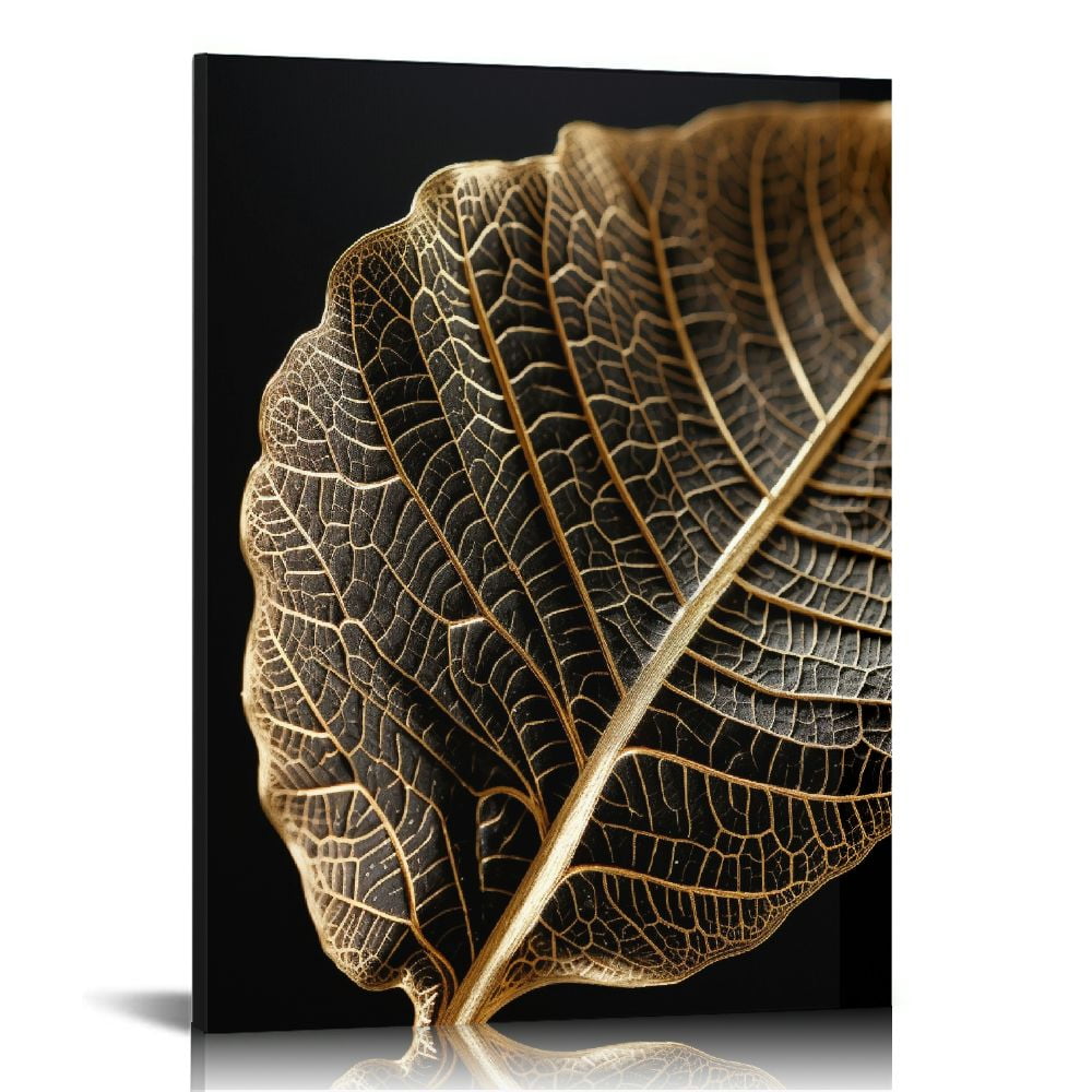 EastSmooth Gold Leaf Art Prints Modern Black Gold Botanical Tropical Plant Leaves Art Wall ...