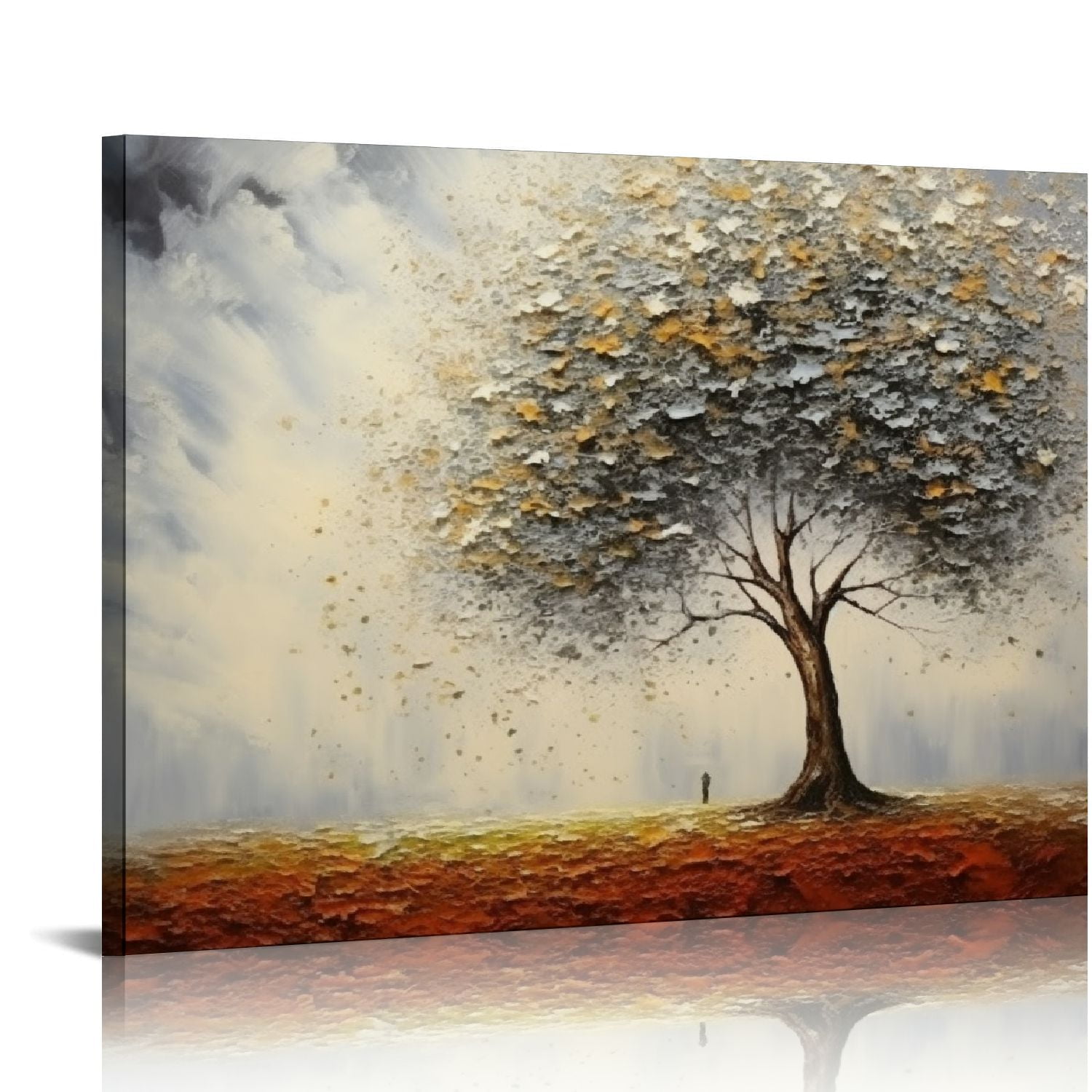EastSmooth Gold Tree Canvas Wall Art for Living Room Painted Forest
