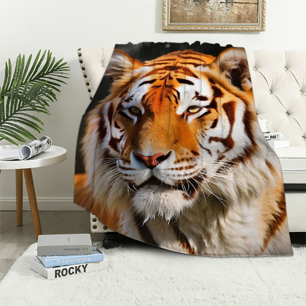 EastSmooth Golden Tiger Blanket Animal Print Soft Fuzzy Plush Throw for Couch Sofa Bed Walmart