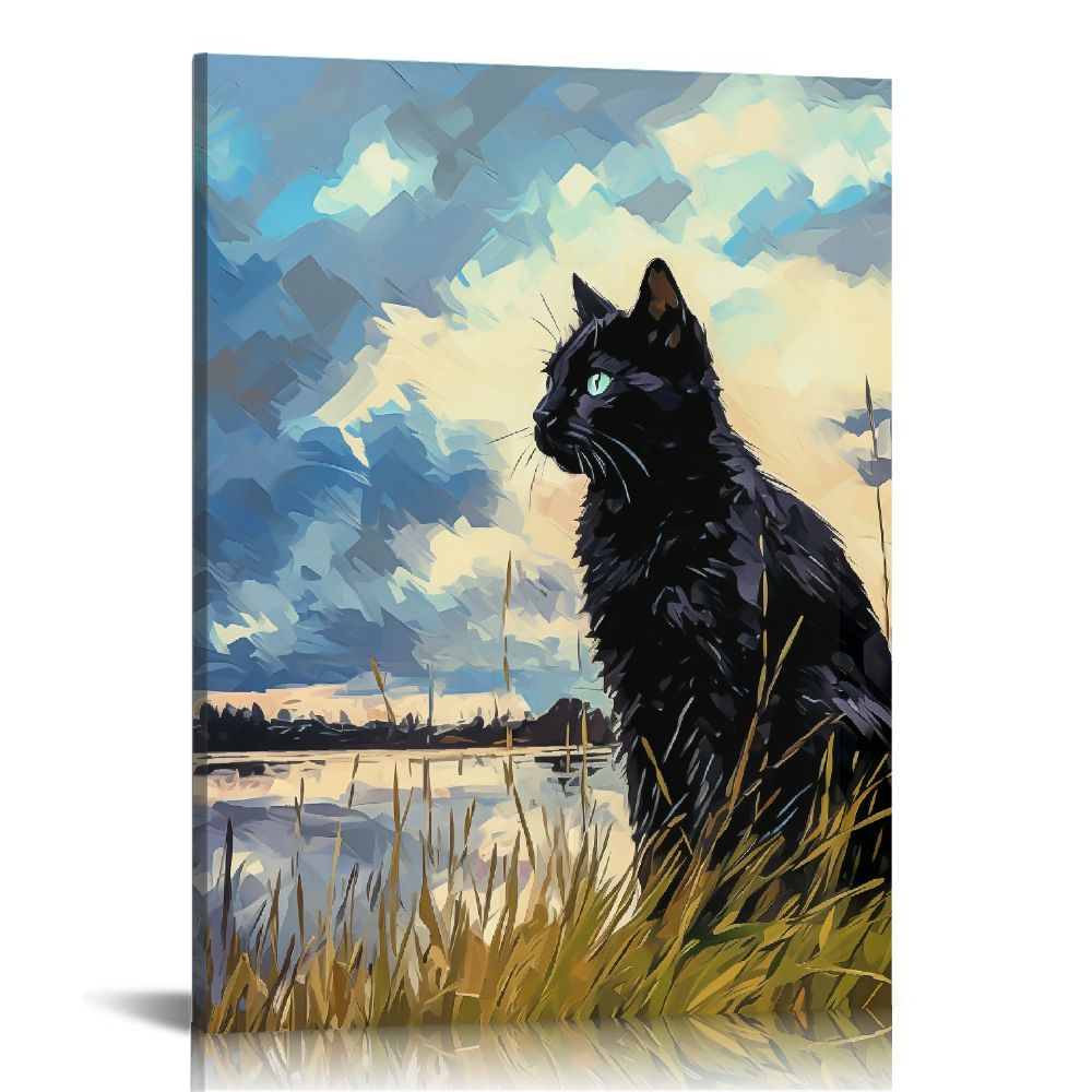 EastSmooth Gustav Klimt Canvas Wall Art Famous Garden Flower Black Cat ...