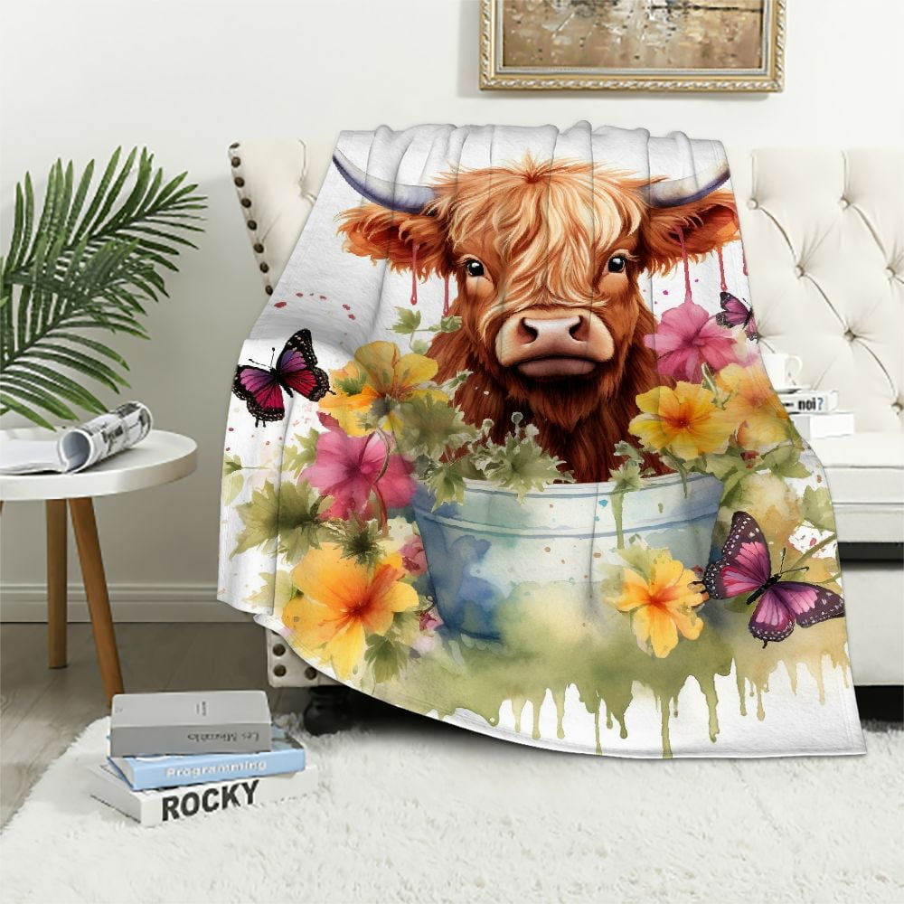 EastSmooth Highland Cow Blanket for Kids Soft Fuzzy Cozy 40 x50 Crib Size Throw Blanket for Couch Office White Cute Warm Blankets Gifts Walmart