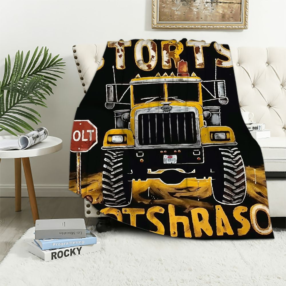 Lingy Just A Boy Who Loves Trucks Blanket Plush Blanket for Boys