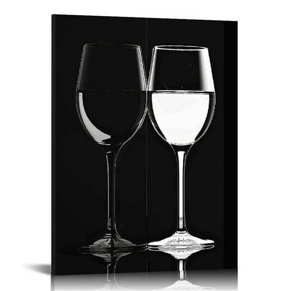 EastSmooth Kitchen Wall Art Wine Glass Black and White Wall Decor for Living Room Dining Room Modern Family Kitchen Bar Pictures Abstract Wine Cup Canvas Artworks Minimalist Paintings Home Decoration