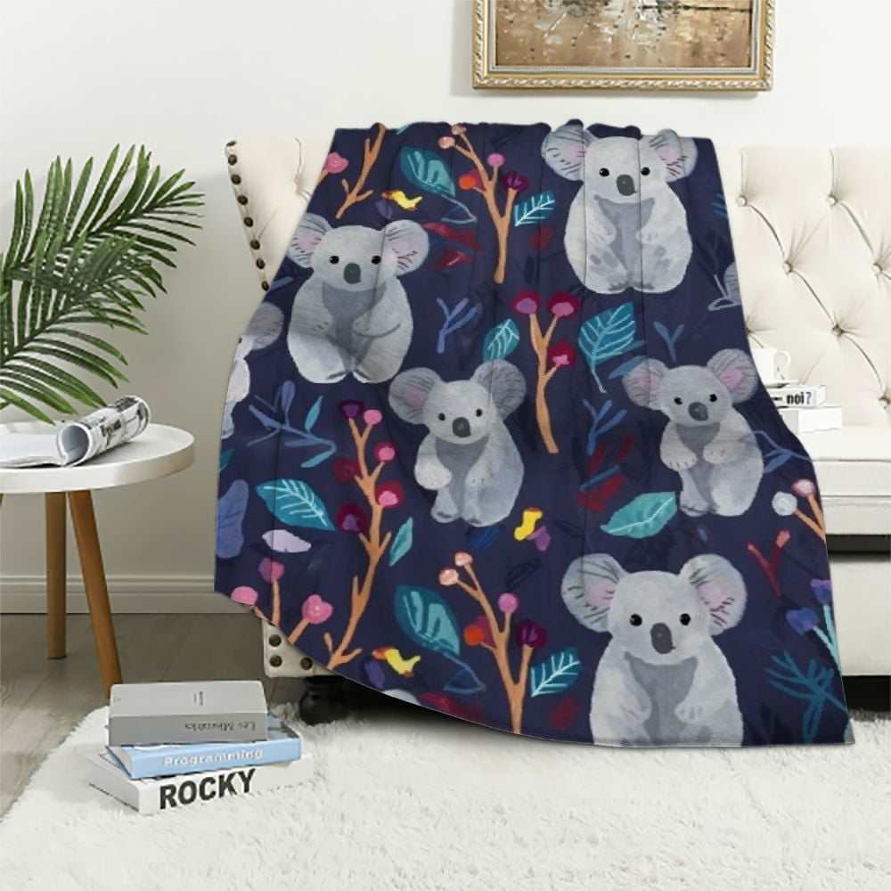 EastSmooth Koala Blanket Soft Flannel Lightweight Koala Throw Blanket
