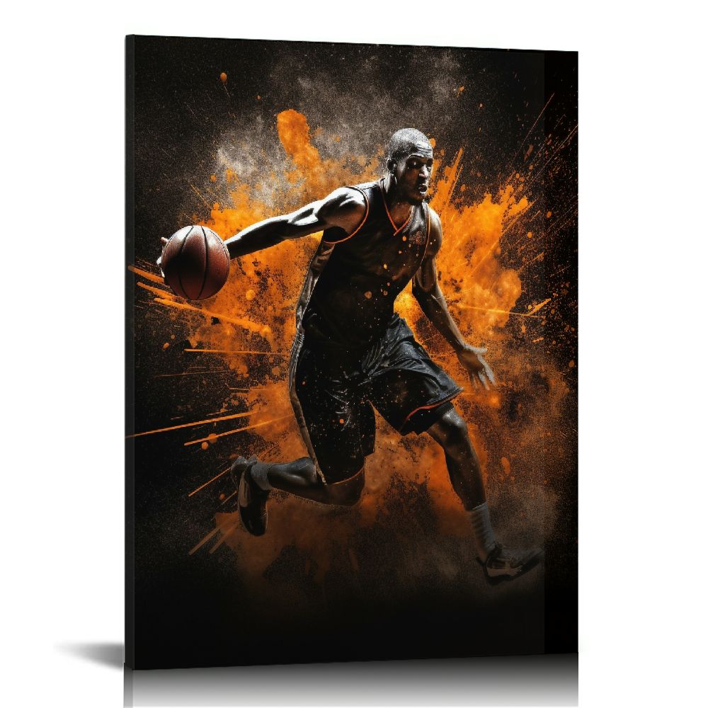Kobe Bryant Wall Art Poster – Unframed Canvas Print 18x12 Inches, Lakers Dunk Scene, Room Decor For Fans