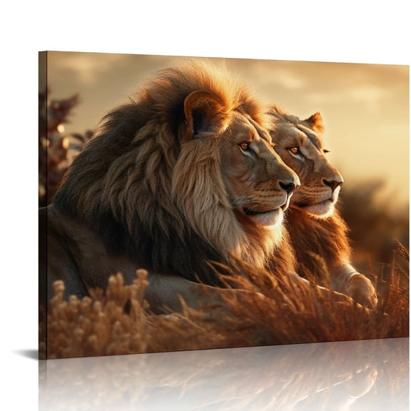 EastSmooth  Large Lion Canvas Art Cub Pictures Print Black And White Wild Animal Painting Home Decor For Living Room Bedroom