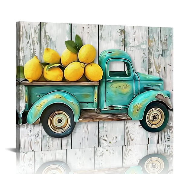 EastSmooth Lemon Wall Art Lemon Fruit Word Pictures Canvas Print Modern Kitchen Artwork for Wall Farmhouse Living Room Office Decoration 16x12in