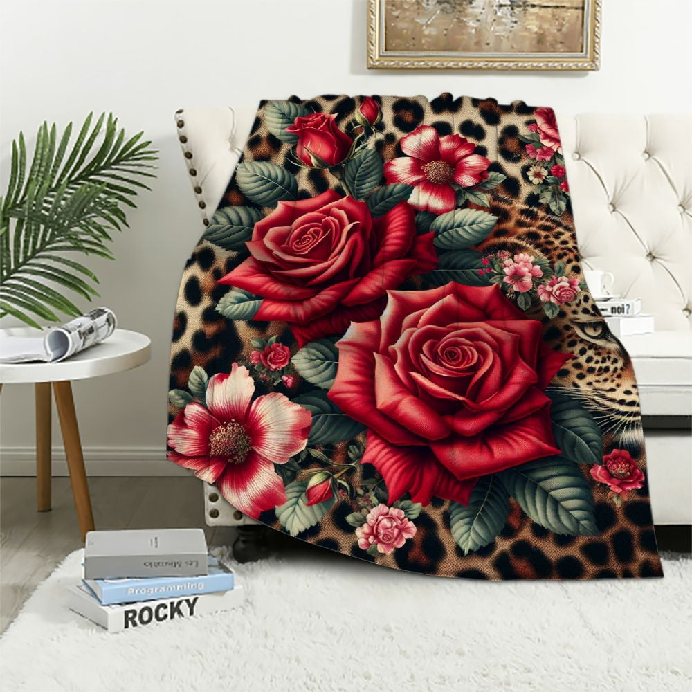 MERRYLIFE Leopard Print Throw Blanket - Ultra-Plush Fleece, Oversized King 90x102 Inches, Decorative Couch & Bed Blanket, Cheetah Print