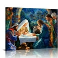 thumbnail image 1 of EastSmooth  Light of The World Canvas Wall Art Print, Manger Scene Celebrating the Birth of Jesus Christ, Christmas Home Décor, Nativity Scene Artwork, 1 of 4