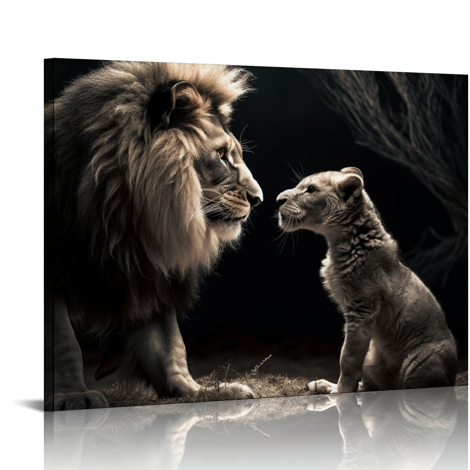 EastSmooth Lion and Lioness Canvas Wall Art Black and White Animal