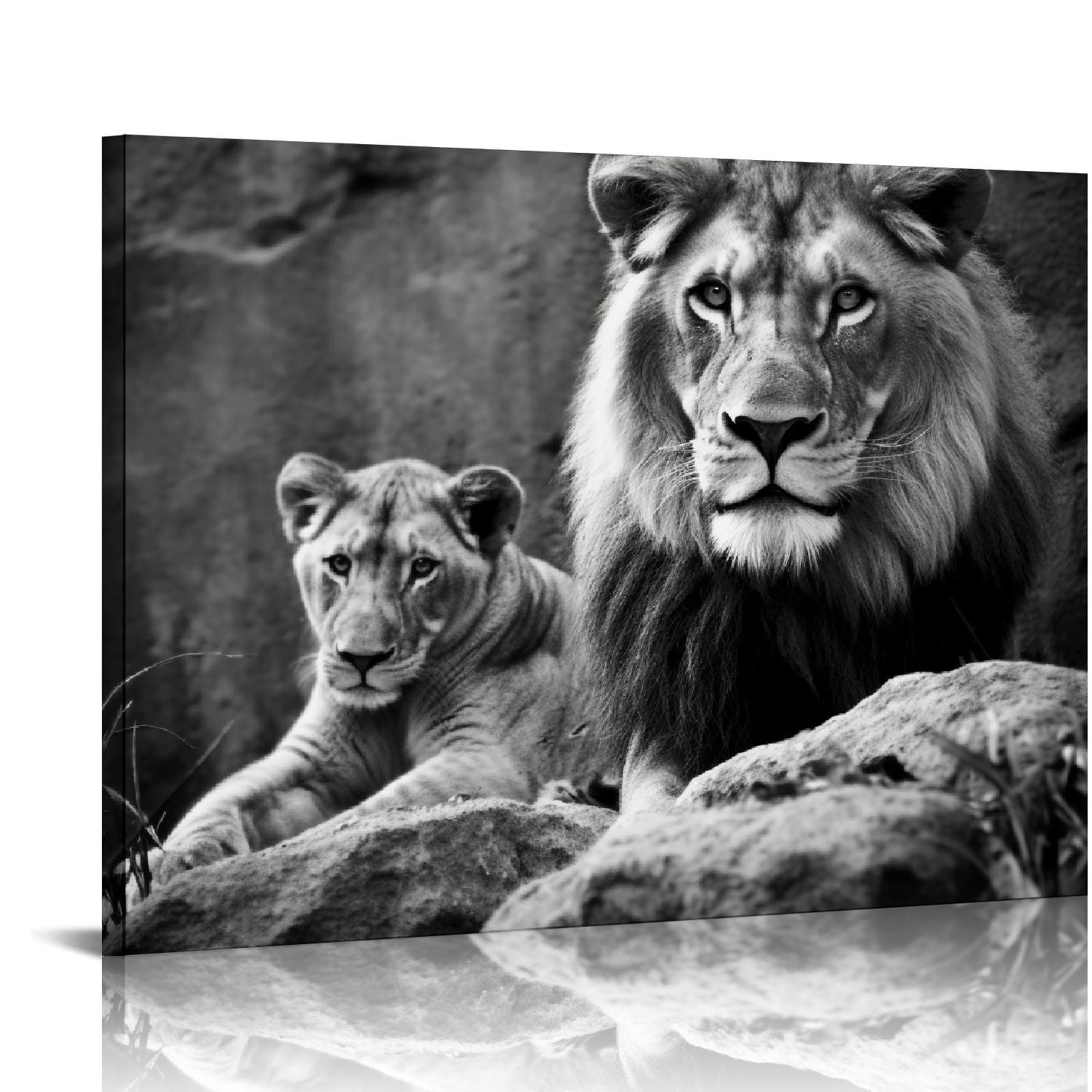 EastSmooth Lion and Lioness Canvas Wall Art Black and White Lion Poster