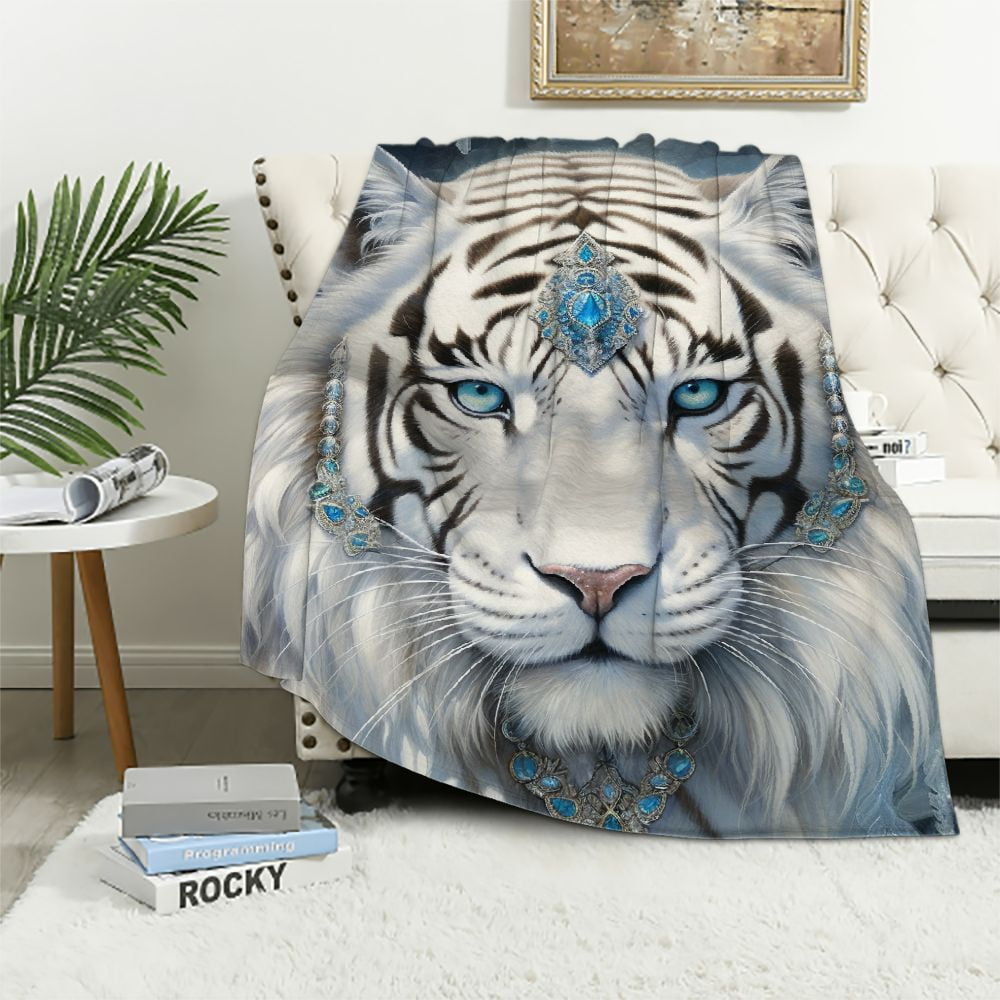 White tiger throw blanket hotsell